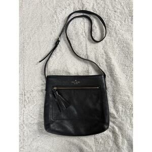 Kate Spade Black Pebbled Leather Medium Crossbody Purse Adjustable Strap